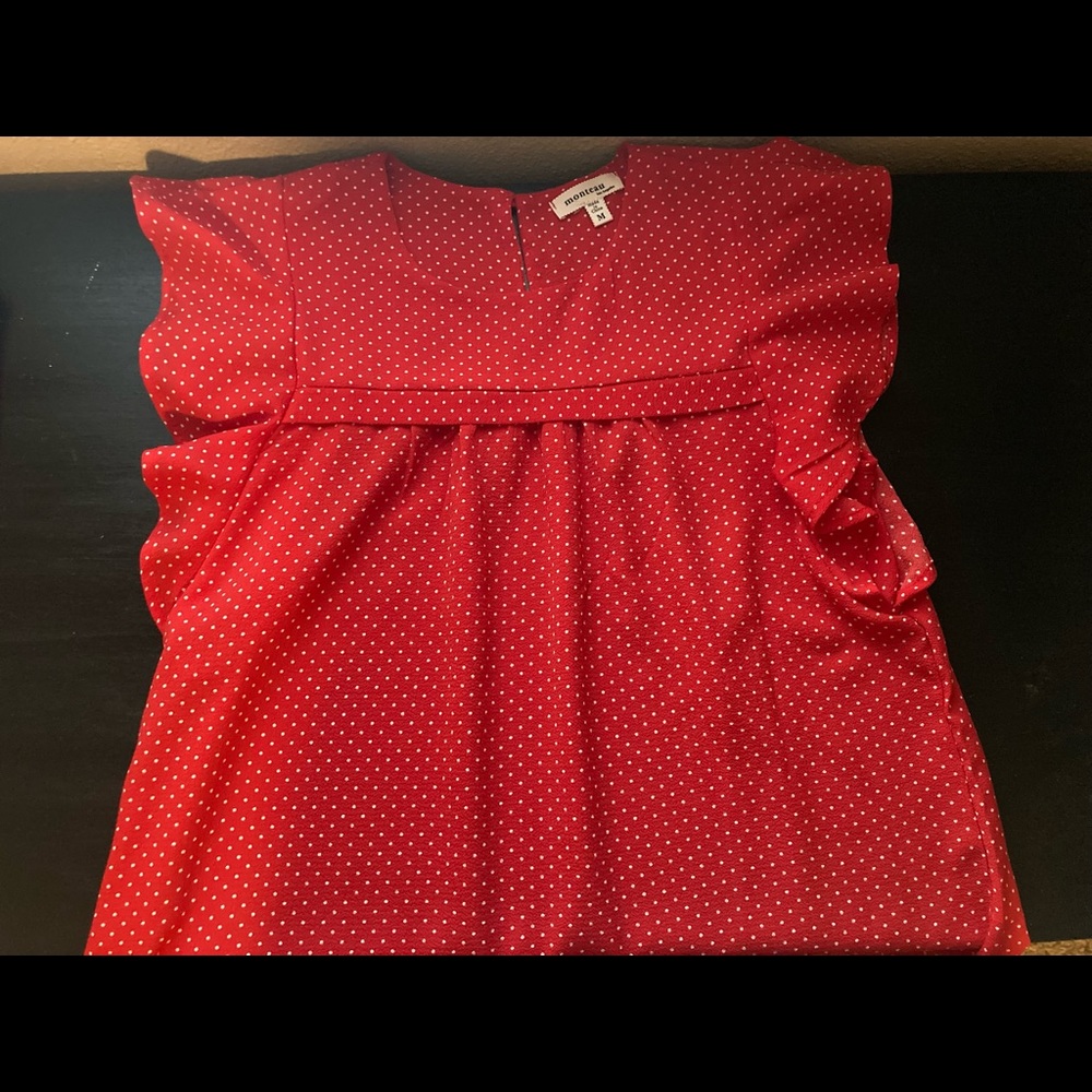 Women’s Monteau red polka dot blouse